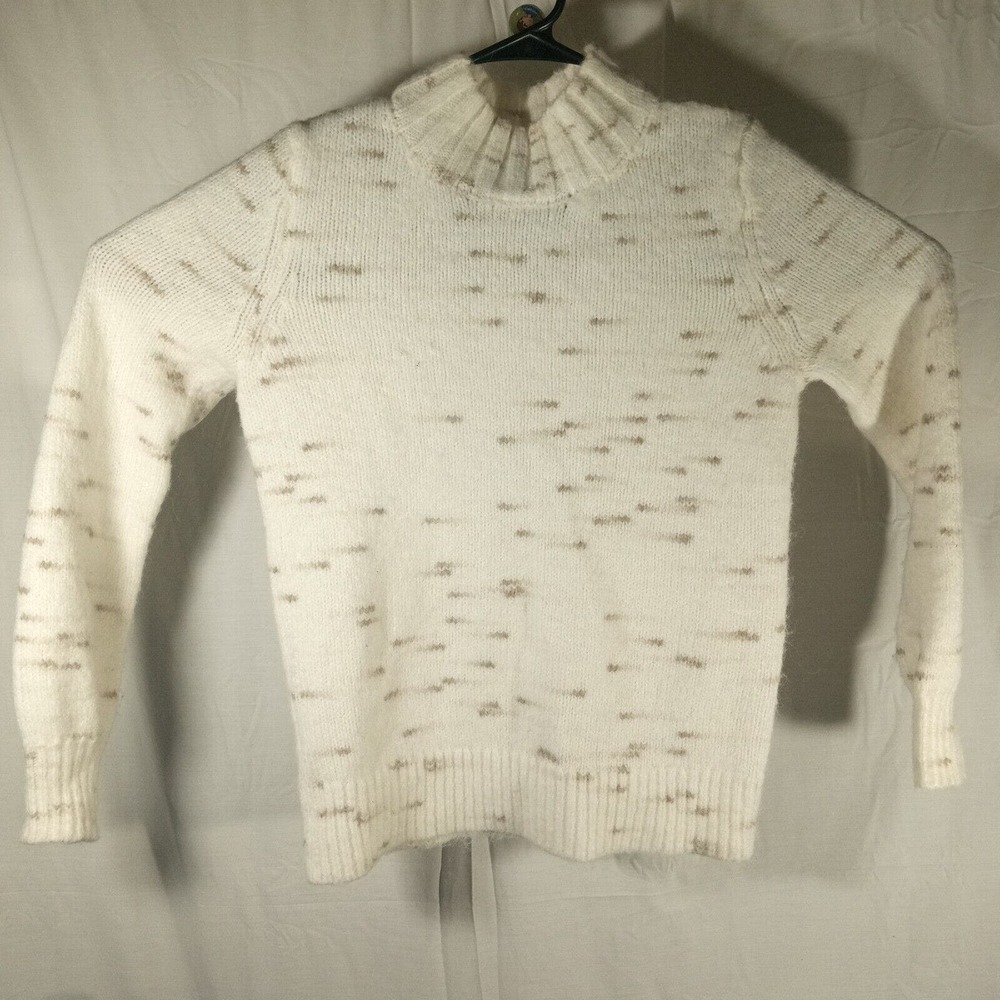 Loft Women's Size M Pullover Sweater White Long Sleeve Polyester Acrylic Wool